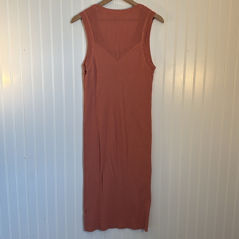 Gap Women’s Pink Ribbed Midi Cotton Blend Dress - Picture 5 of 10